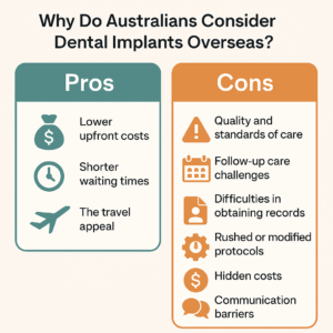 A list of pro's and con's of why Australian's consider dental implants overseas